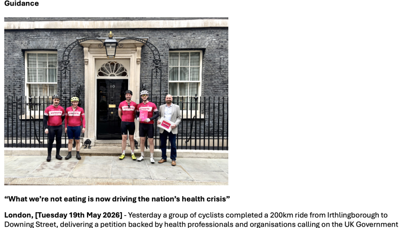 Whitworths cyclists deliver petition to Downing Street calling for 5-a-day review
